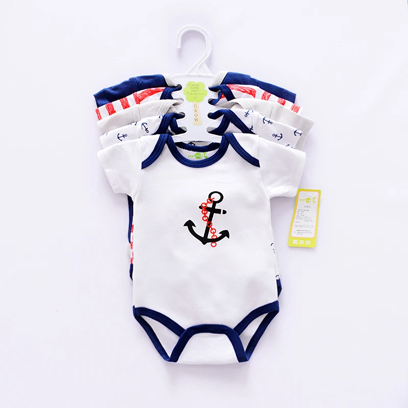 5PCS/LOT Unisex Baby Rompers Short Sleeve Cottom O-Neck Jumpsuit Newborn Boys Girls Roupas de bebe Clothes Overall 0-12M | Детская