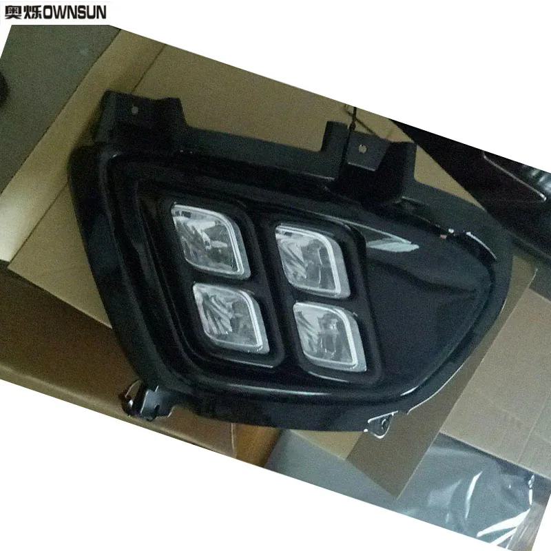 Обновленный светодиодный Габаритные огни DRL с черным противотуманных фар Крышка