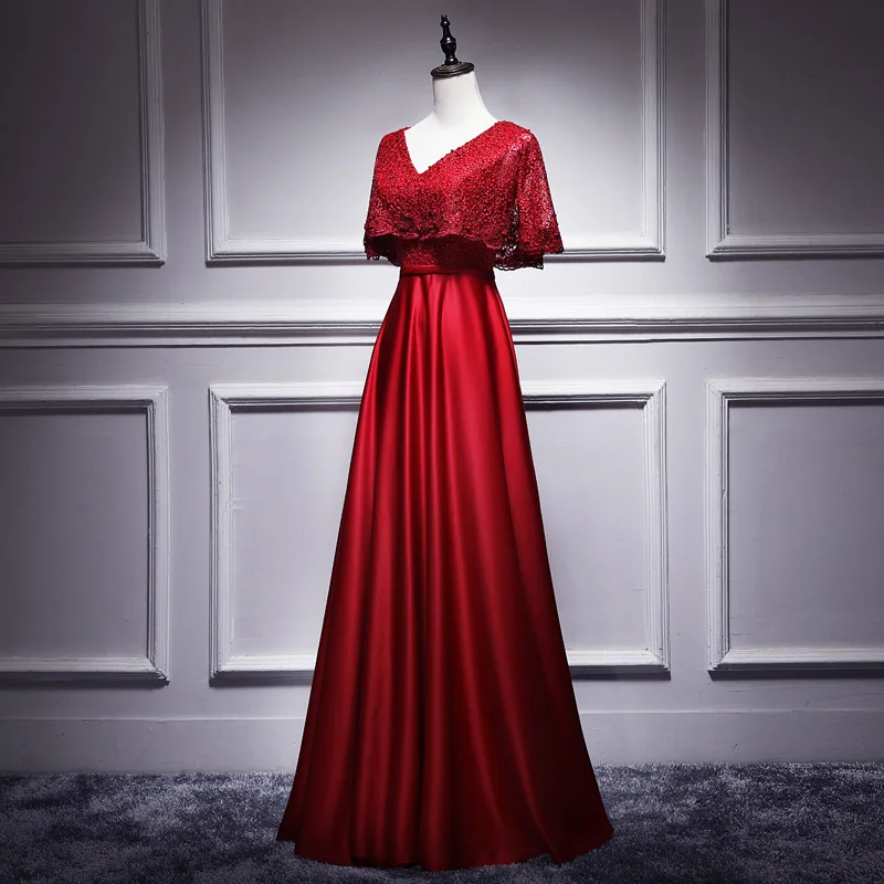 Женское вечернее платье А силуэта элегантное розово Красное длинное с жакетом