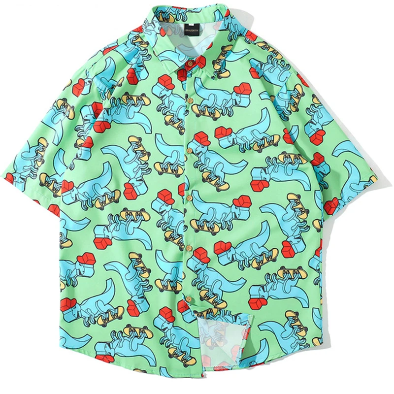 Футболка в стиле хип-хоп с 3d принтом скейтборда динозавра летняя рубашка