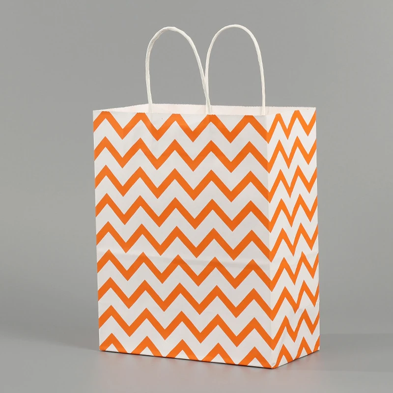 Orange Gift Bag Красочные шеврон подарочные сумки для покупок Kraft бумага модные украшения свадьба день рождения PartyTreat пользу мешок 10 шт./лот - Цвет: Orange Gift Bag