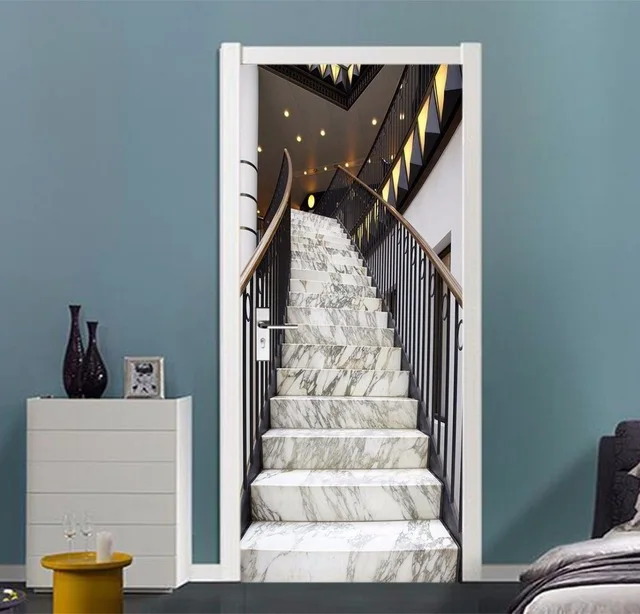 False Stone Stairs 3D Wall Murals Stickers Door Sticker Wallpaper Decals Home Decoration July068 | Дом и сад