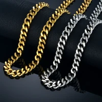 hiphop miami cuban link chain necklace for men stainless steel mens thick gold color chains male jewelry dropshipping xl778
