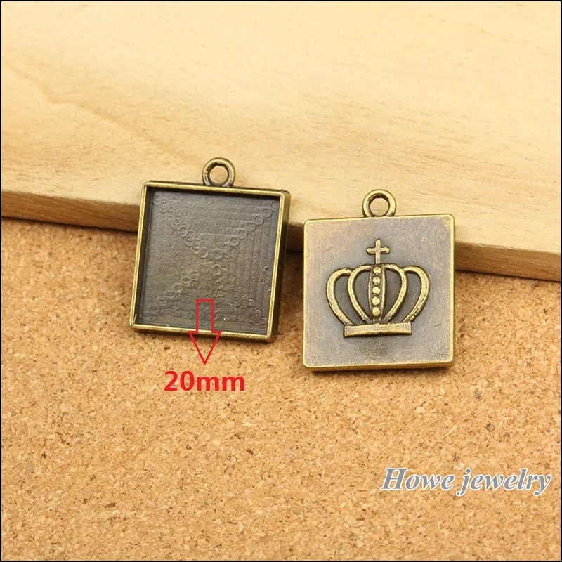 5 шт. старинная бронзовая прямоугольная Камея/рамка для кабошона с логотипом