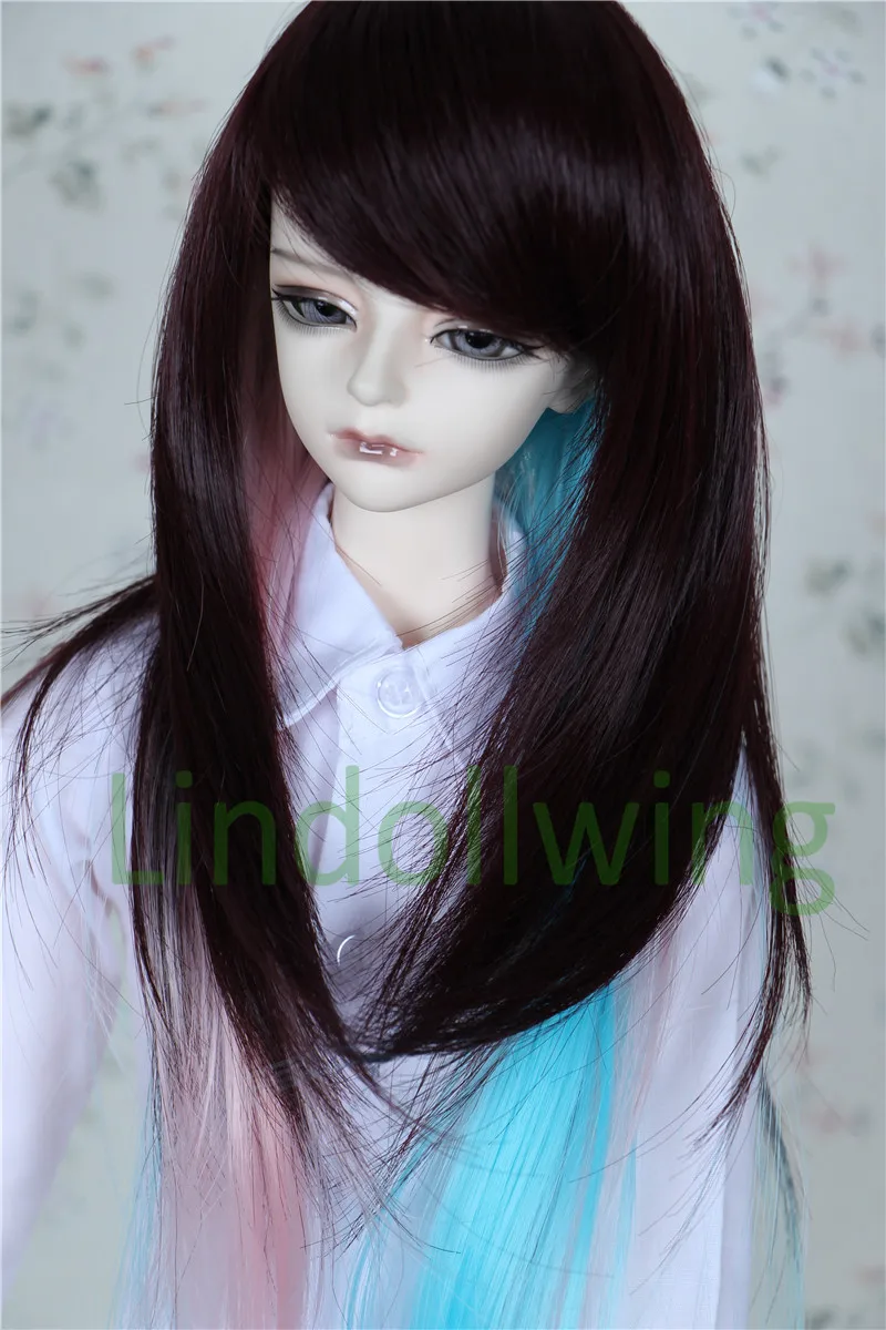 1/3 BJD парик pulгуб Dal DD SD LUT кукольный 8 9 дюймов длинные волосы коричневый розовый