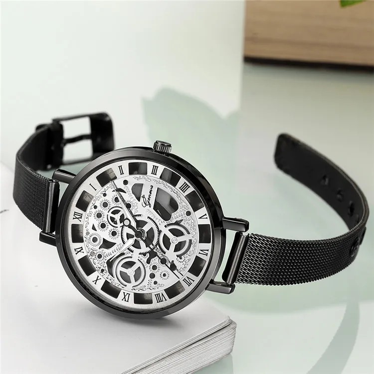 

Skeleton Full Steel Metal Women's Watches Geneva New Style Ms Watch Foreign Trade female Quartz fenimino relogio saati Thin Band