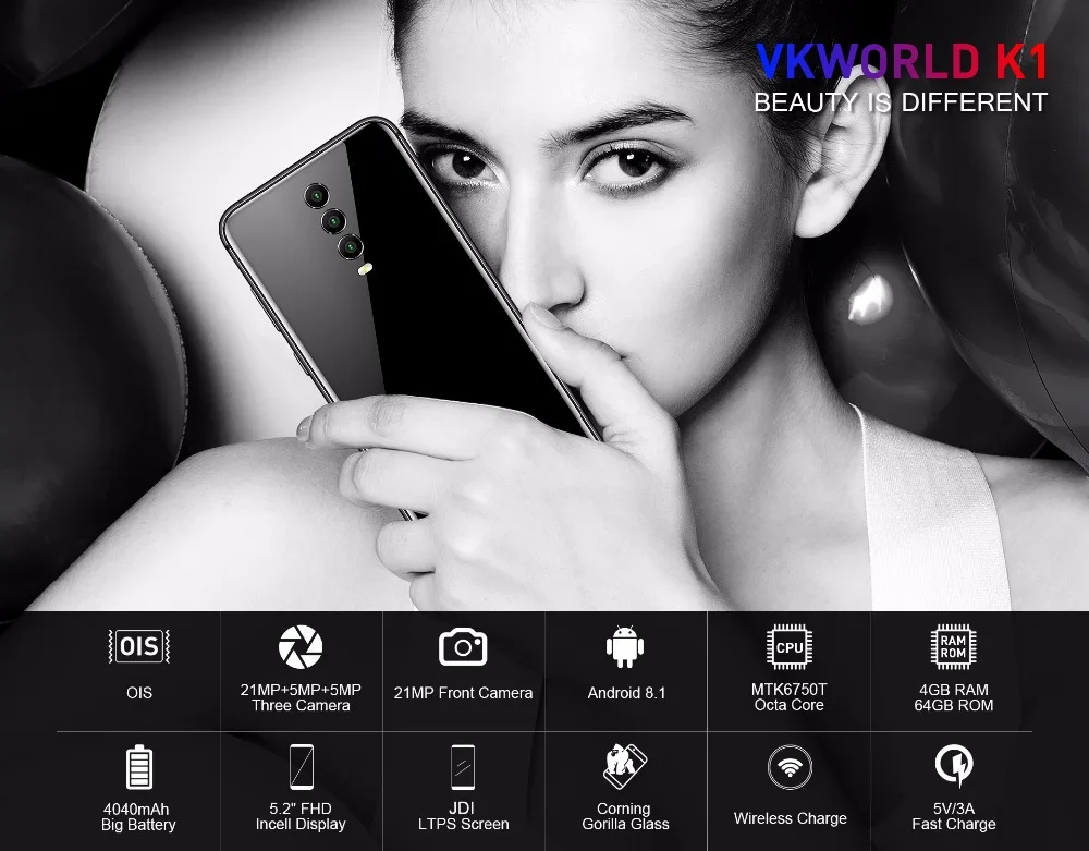 Vkworld K1 5 2 &quotFHD встроенный мобильный телефон Android 8 1 MTK6750T Восьмиядерный 4 Гб + 64 21 МП