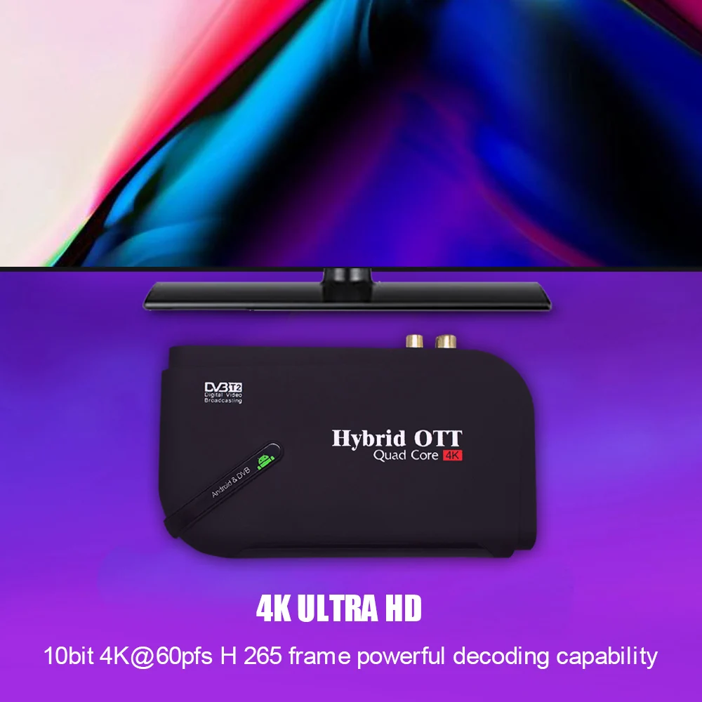 DVB-T2 Android 7,1 1+ 8G Смарт IP tv Box Amlogic S905D четырехъядерный комбо HD цифровой эфирный приемник медиаплеер телеприставка