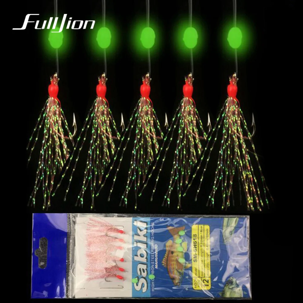 Fulljion Красочные струнные крючки с 6 рыболовными крючками для ловли карпа Pesca светящиеся комбинированные рыболовные крючки