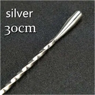 300mm silver 304 нержавеющая сталь КАПЛЕВИДНАЯ матовая барная ложка для смешивания напитков ложки инструменты бармена Коктейльная ложка мешалка - Цвет: 300mm silver
