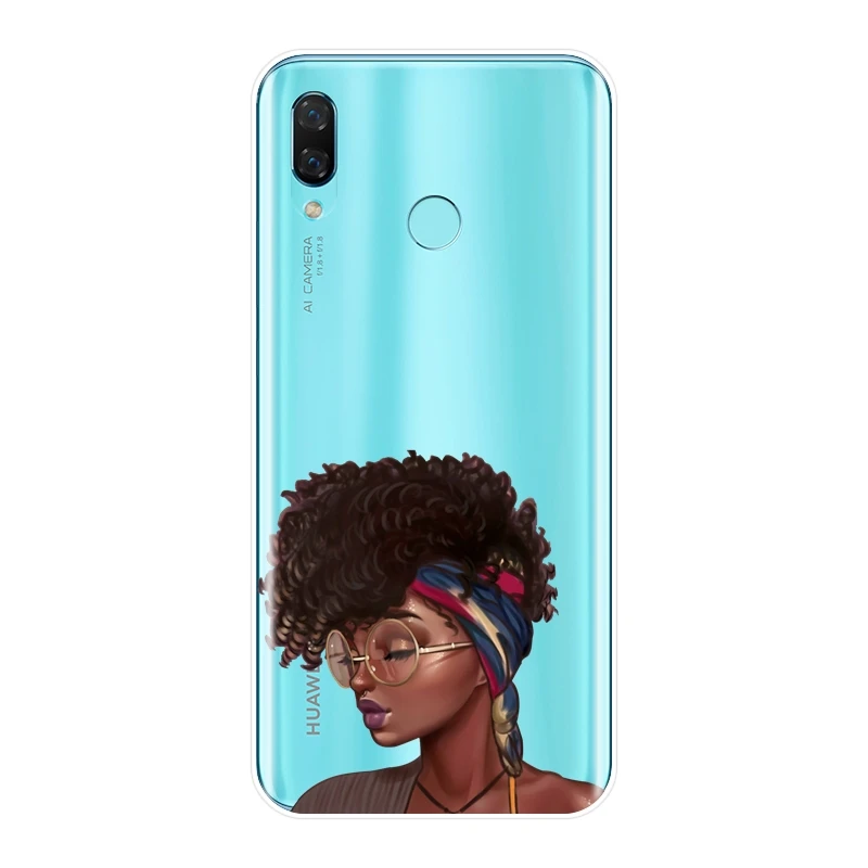 Задняя крышка для Huawei Nova Smart Lite 2017 мягкий силиконовый черный девушка меланин