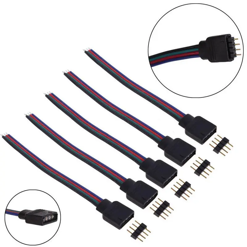 5 шт. 4pin PCB плата провода светодиодный RGB светильник полоса 4 pin Женский/мужской