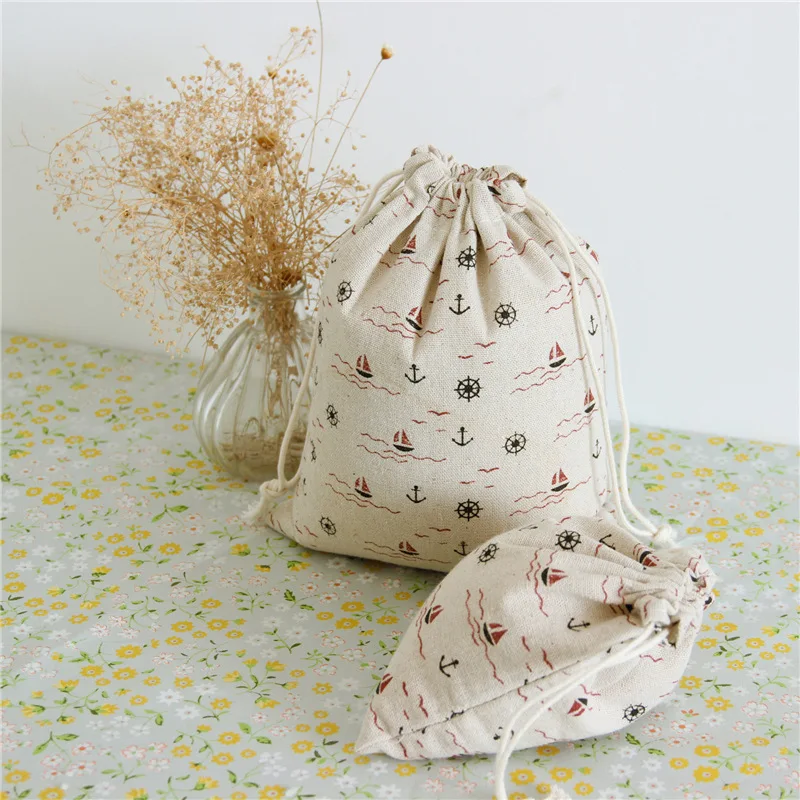 N143 ручная работа льняная Хлопковая сумка для хранения струн конфет и чая
