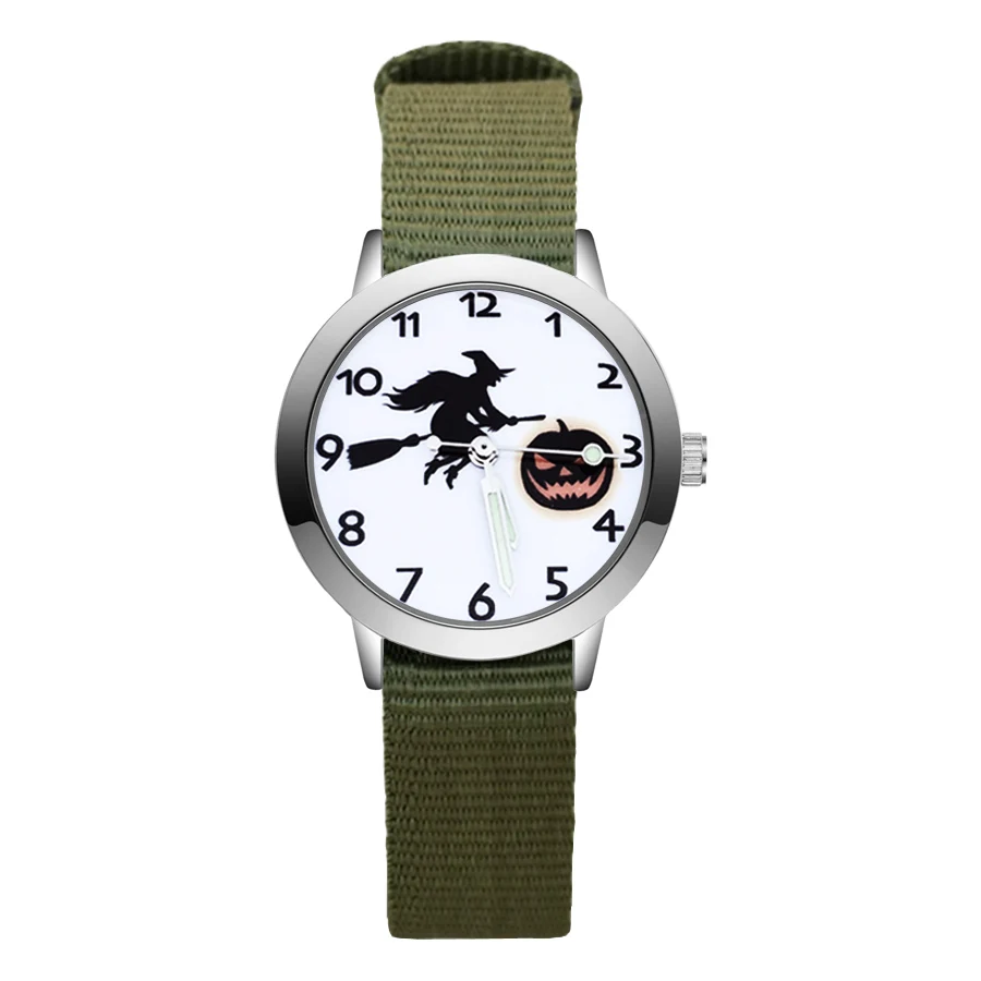 Модные милые детские часы в стиле Хэллоуин ведьма Тыква кварцевые наручные с