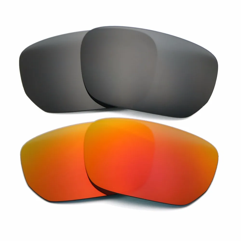 Black & Orange Red Mirrored Polarized Replacement Lenses for Style Switch Frame 100% UVA & UVB