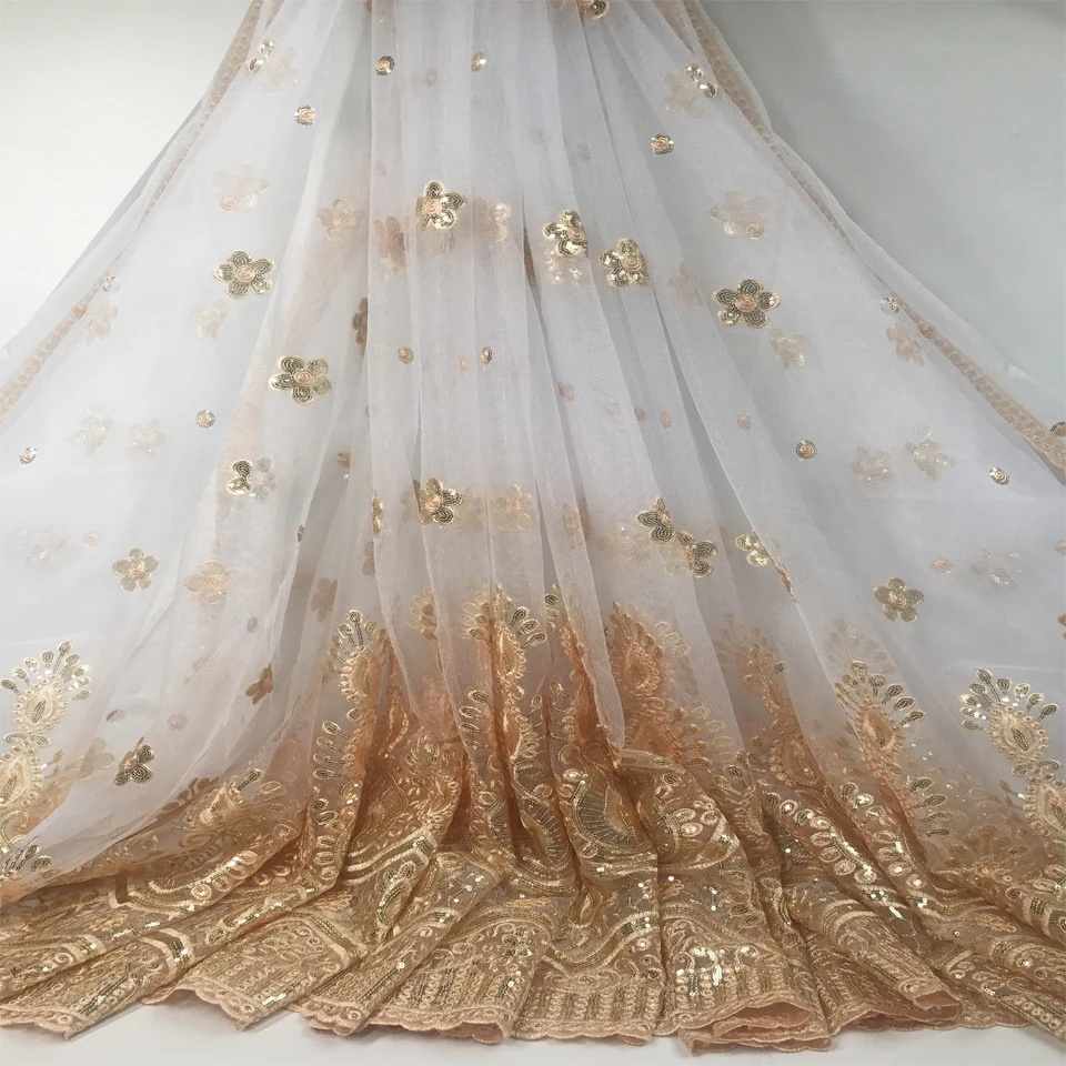 wholesale! red african lace fabric nigerian with sequins fabrics for wedding 2018 free shipping | Дом и сад