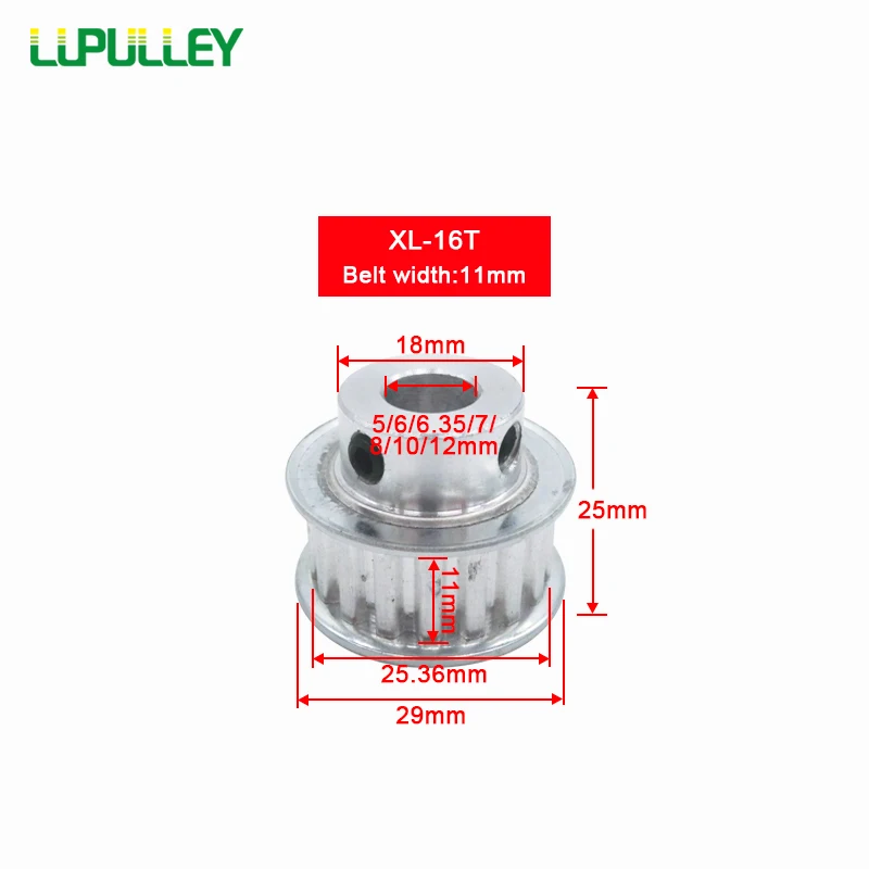 XL16 16 зубьев ременного шкива из алюминия 3D-принтера XL 16 зубьев Диаметр отверстия 5/6/6.35/7/8/10/12/12.7 мм Ширина 11 мм Синхронное колесо.
