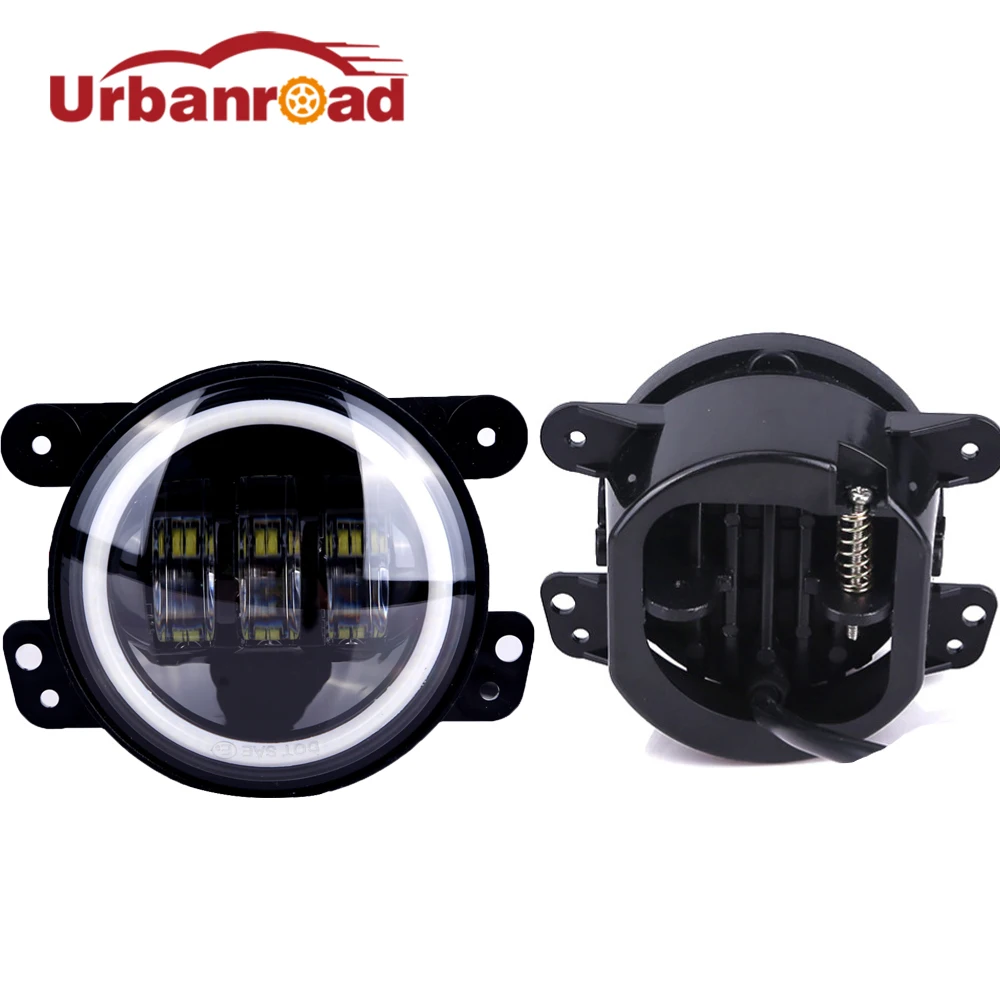 

Urbanroad 2Pcs 30W 4'' Inch Round Led Fog Light Headlight Lens With Halo Lamp Headlamp For Jeep Wrangler JK Harley