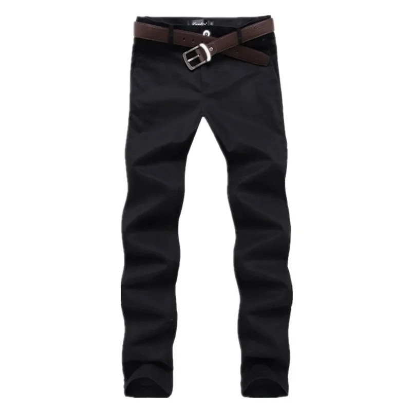 

Twill Business Pants Men 2022 Men's Pure Cotton Slim Trousers Solid Khaki Black Casual Chino Pants Men No Belt