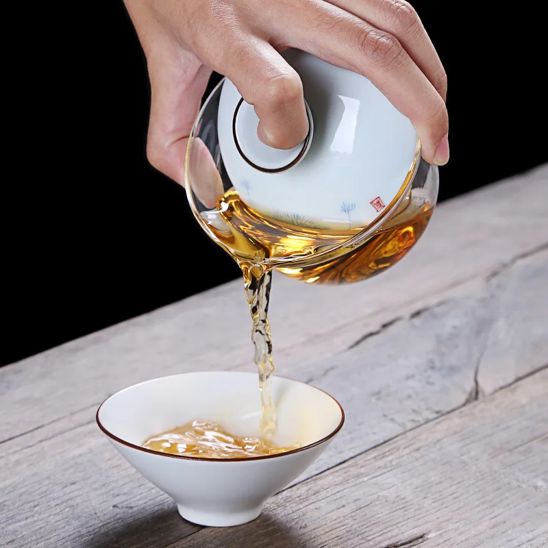 Китайские традиции Gaiwan керамическая фарфоровая чайная чаша с крышкой набор