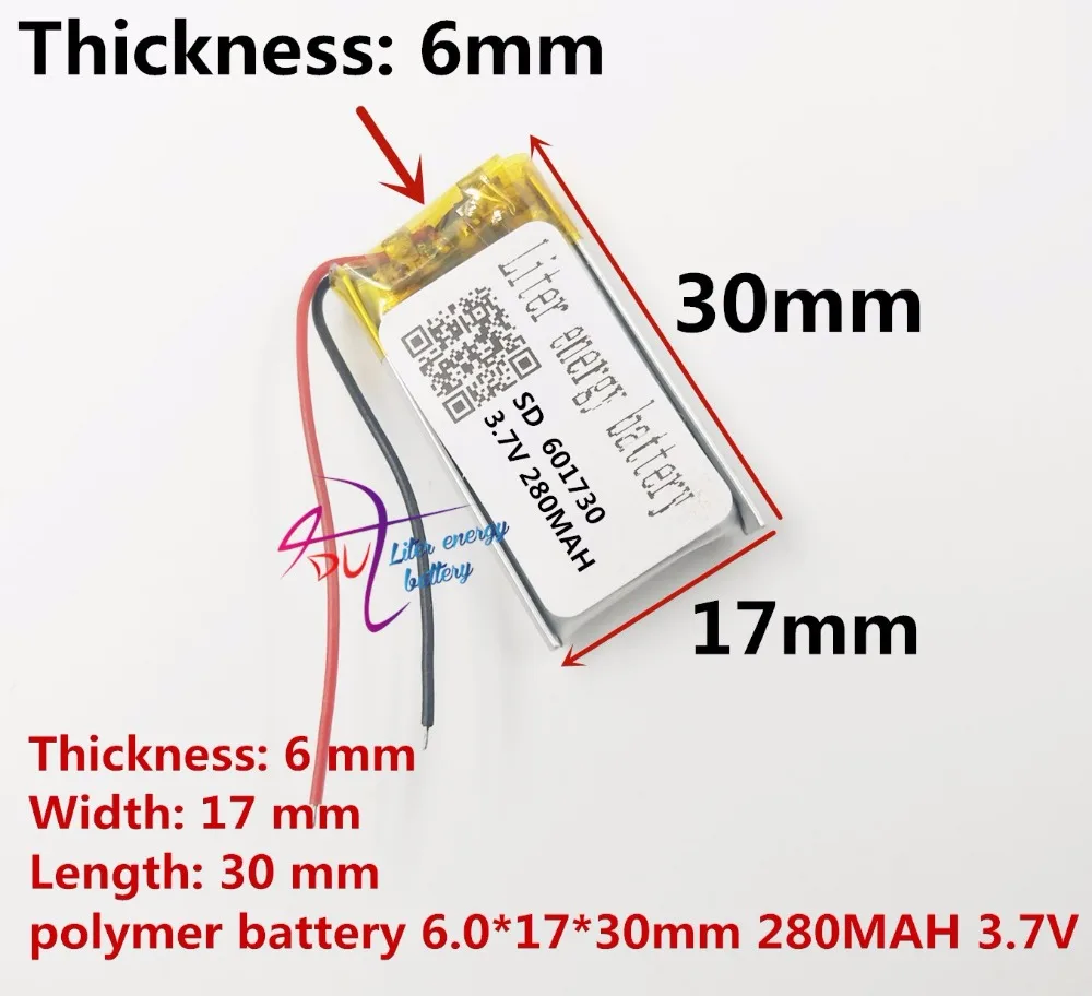 Лучшая батарея бренд 3,7 V литий-полимерная 061730 601730 MP3 Беспроводная мышь Bluetooth стерео 280mAH