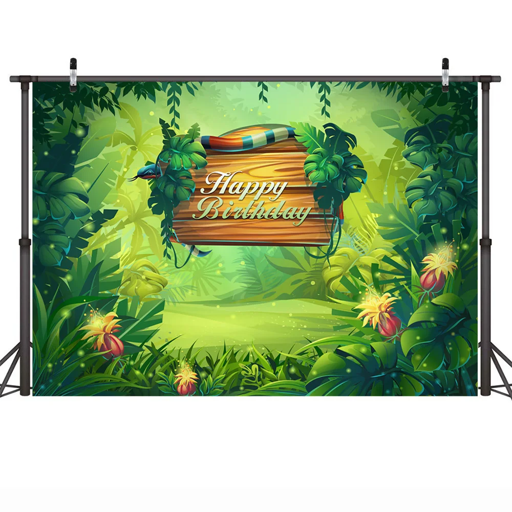 MOCSICKA Green Birthday Party Background for Children Flower Leaves Mysterious Forest Backdrop Firefly Supplies Props Studio | Электроника