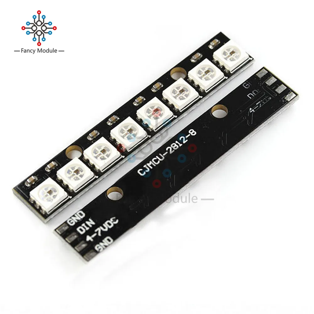 

Black 8 Channel WS2812 5050 RGB 8 LEDs Light Built-In Full Color-Driven Development Board Strip Driver Board for Arduino