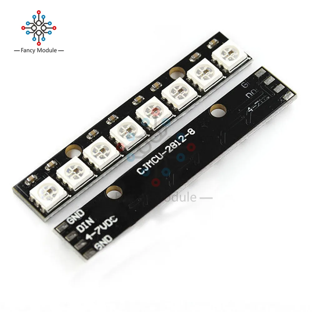 Черная 8 канальная WS2812 5050 RGB светодиодов встроенная полноцветная плата для