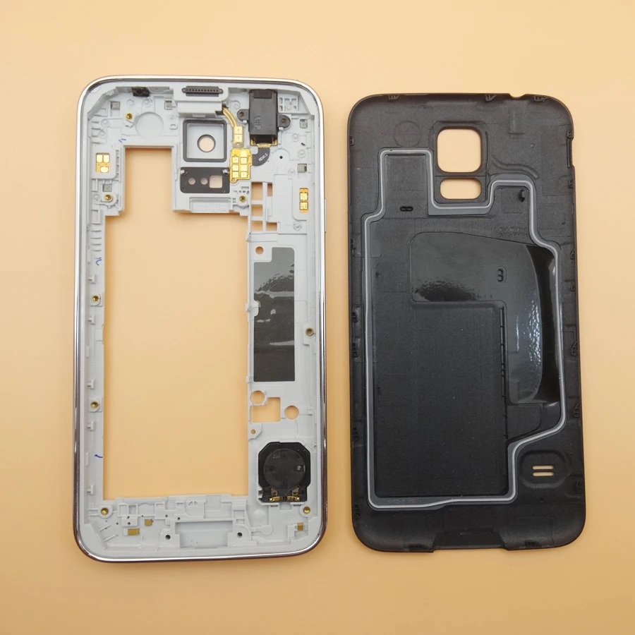 Чехол для samsung Galaxy S5 G900F G900H G900 i9600 со средней рамкой+ Крышка корпуса батареи, чехол, запасные части