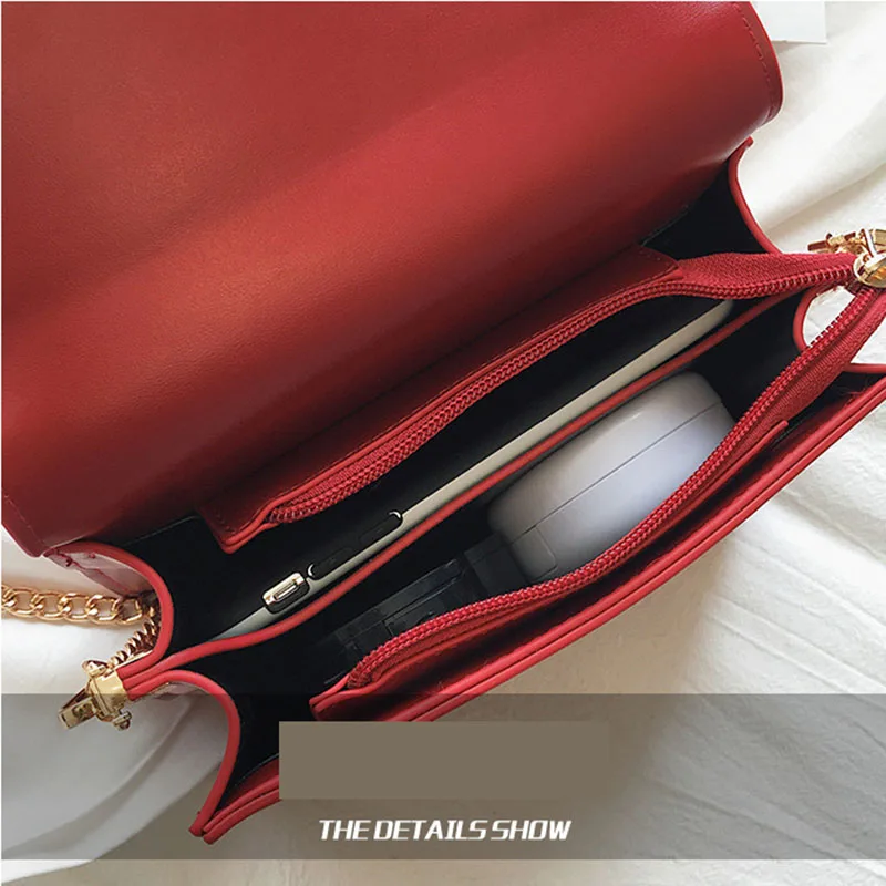 

Women Messenger Bags Luxury Handbags 2019 New Fashion Lock Single Shoulder Chain Bag Solid Color Wild Small Square Bag DG378