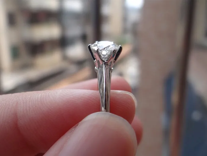 Скидка 90%! Женское кольцо из серебра 925 пробы с фианитом 2 карата|sterling silver wedding