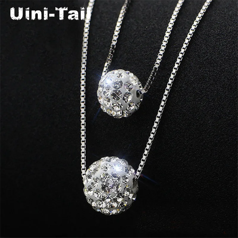 

Uini-Tail hot new 925 sterling silver double-layer ball micro-inlaid necklace Korea simple tide flow high-quality jewelry GN869