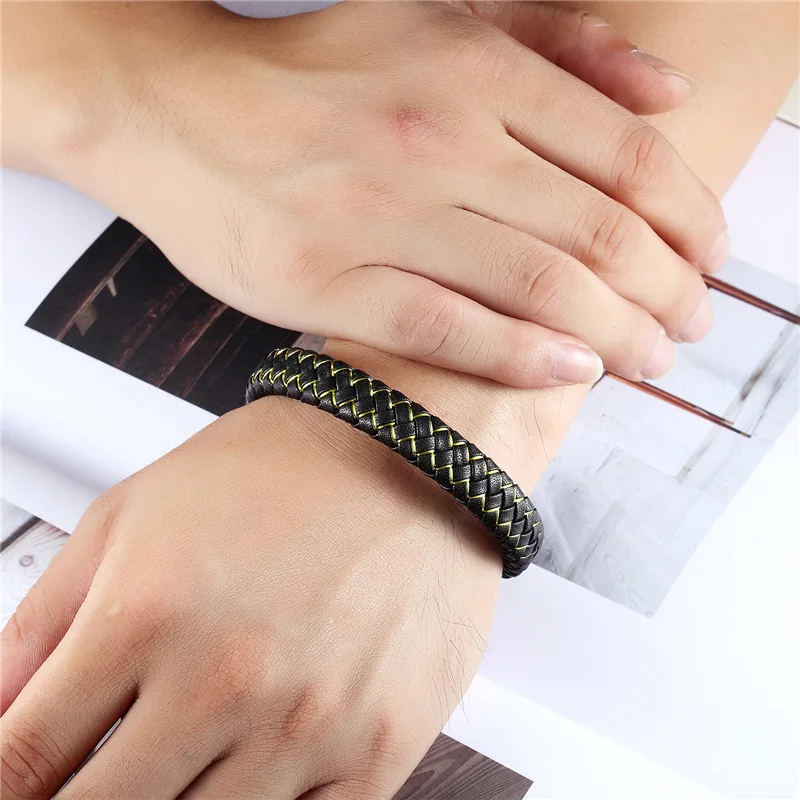 Мужские ювелирные изделия 2018 черный плетеный браслет из натуральной кожи