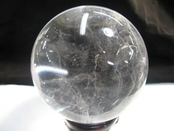 8.5cm natural clear quartz crystal ball sphere +stand |