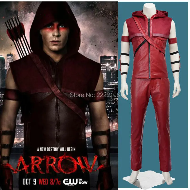 Кино Coser герой Зеленая Стрела красная стрелка Рой Харпер зеленый костюм косплей