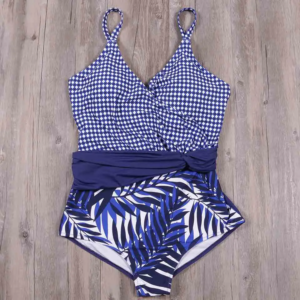 TCBSG 2019 New One Piece Swimsuit Women Vintage Bathing Suits Halter Top Plus Size Swimwear Sexy Print Monokini Beach Wear | Спорт и