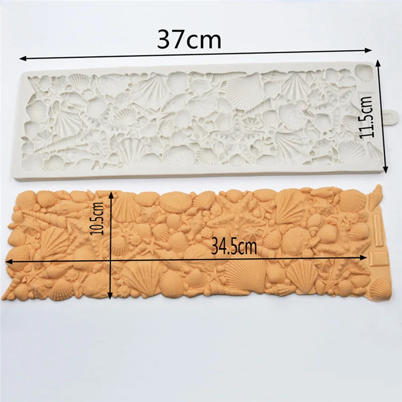 shell 3D Sea Horse Shell Starfish Silicone Molds Fondant Chocolate Mold DIY Party Cake Decorating Tools Cupcake Candy Clay Mould - Цвет: shell