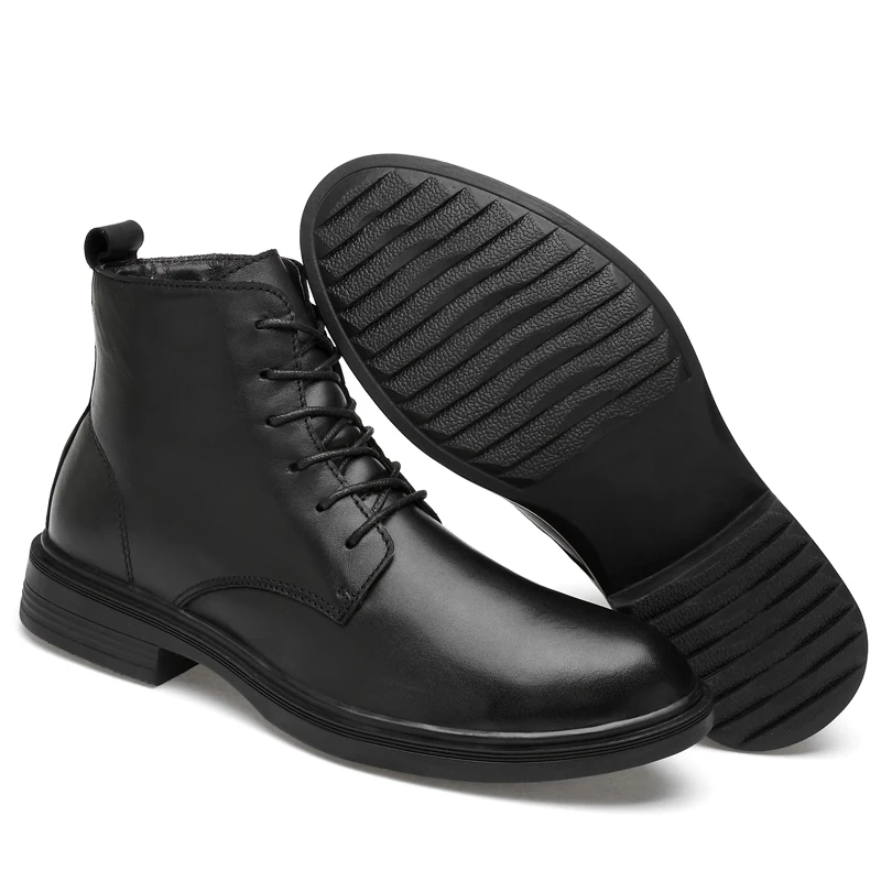 Fotwear Men's Genuine Leather Boots formal boots Ankle Premium lace-up casual shoes Men shape Slim welt luxury classic style | Обувь