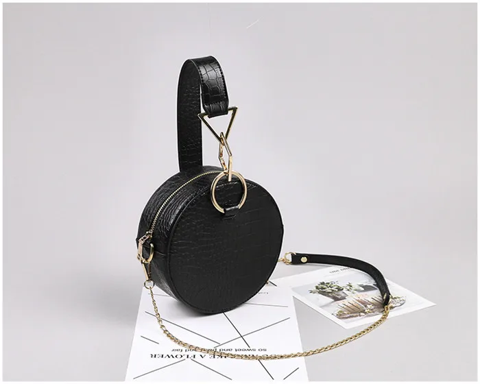 Black TOYOOSKY, известный бренд, женские сумки, круговой стиль, Аллигатор, кожа, женские сумки через плечо, высокое качество, круглая сумка-мессенджер - Цвет: Black