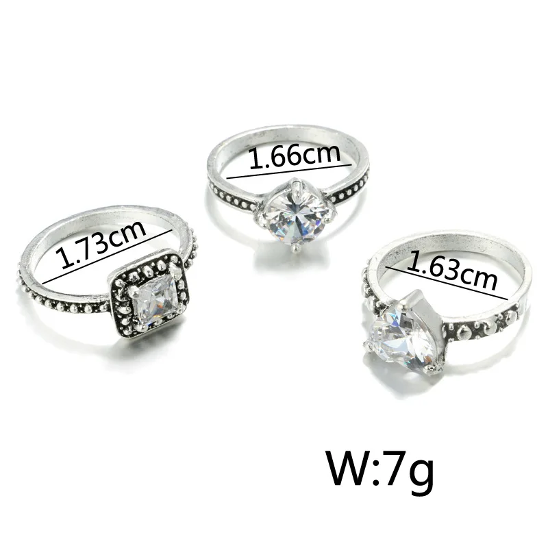 Silver Star Moon Rings Set for Women Girl Geometric Open Knuckle Midi 4pcs/1set | Украшения и аксессуары