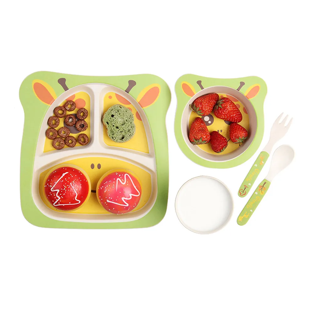 Детская столовая посуда миска тарелка ложка Вилка чашка из пяти частей для