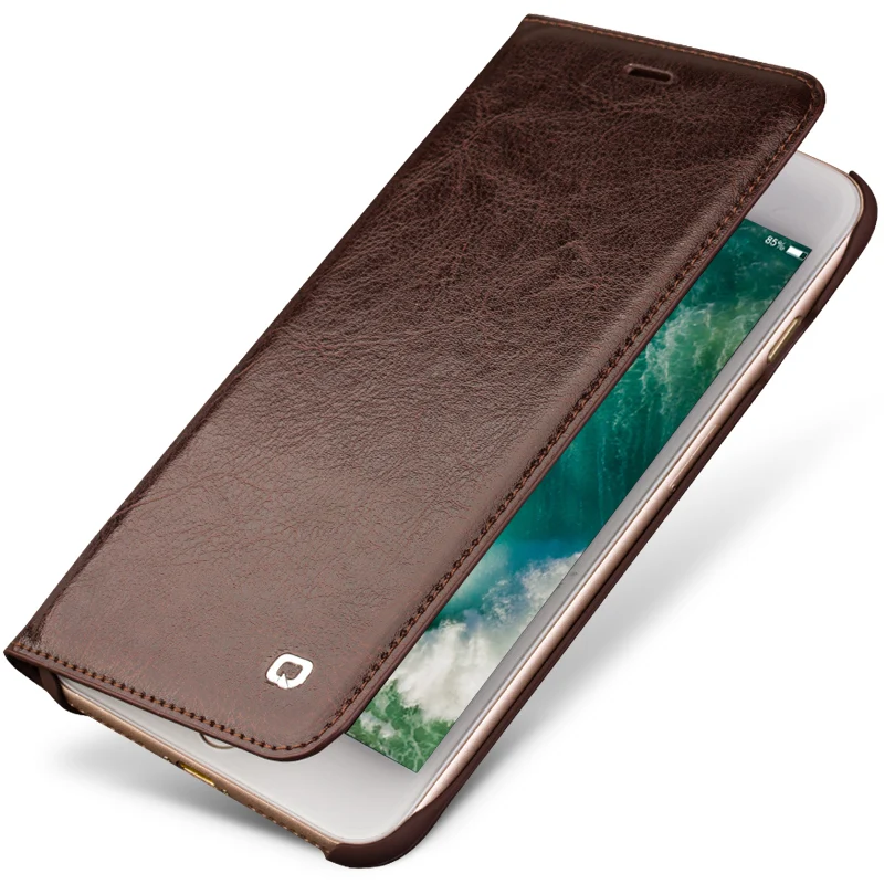 Модный чехол QIALINO из натуральной кожи для iPhone 7 роскошный Ультратонкий флип
