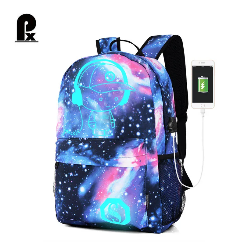Светящийся USB зарядный рюкзак для мальчиков и девочек школьный дорожные сумки