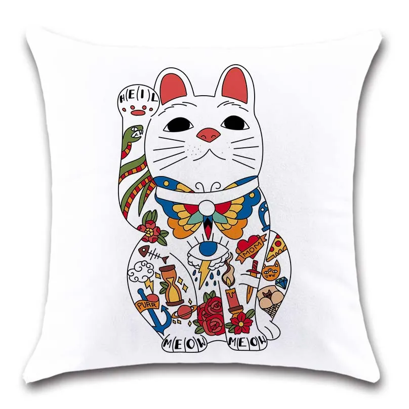 Lucky Fortune cats белая наволочка украшение домашний диван магазин ресторан кресло, автомобильное сиденье дети спальня друг подарок наволочка