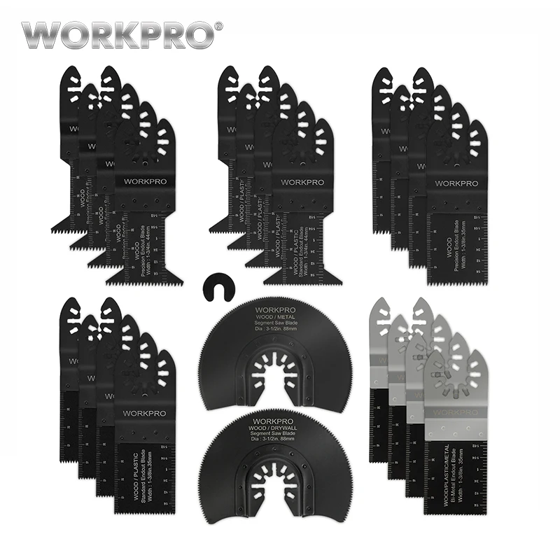 WORKPRO 22 шт. пилы мульти Осциллирующий Инструмент Аксессуары для металла/дерева быстросъемные пилы Набор CRV лезвия