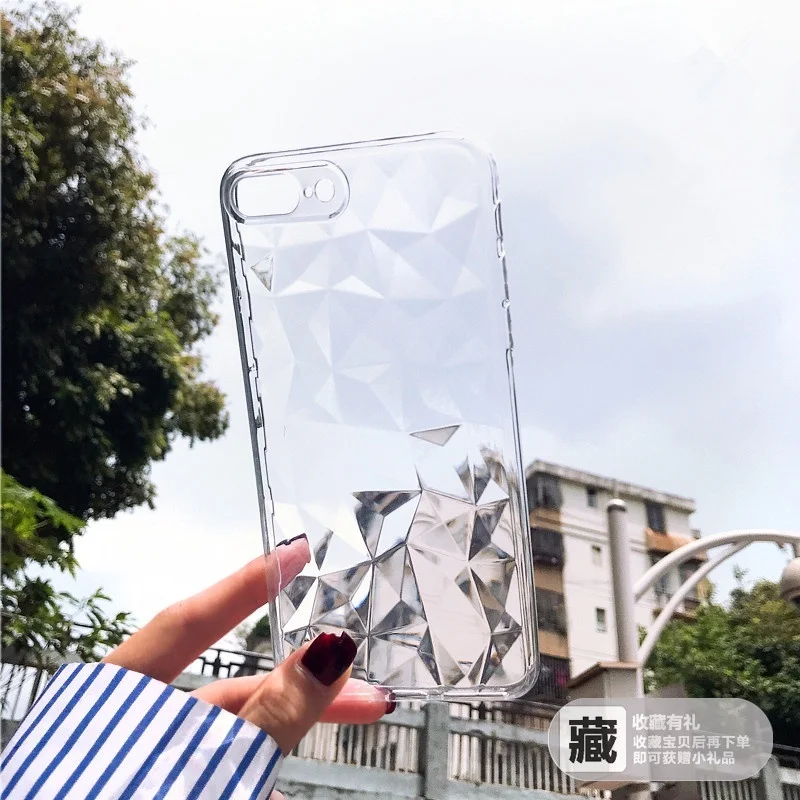 Прозрачный Ультратонкий Мягкий ТПУ чехол со стразами для iPhone 6 6s 7 8 Plus X XR XS Max