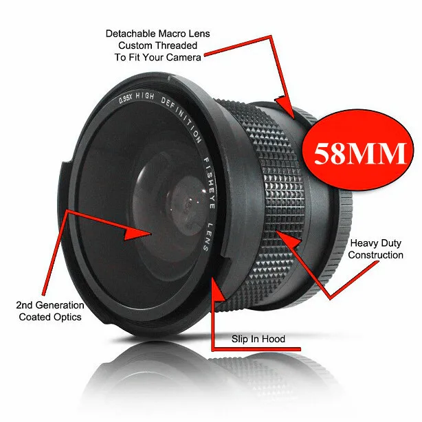 

Universal 58MM 0.35x Altura Fisheye Wide Angle with macro lens lente for Canon Rebel T5i T4i T3i T2i 18-55mm