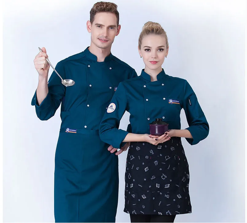 Новинка 2017 женская форма шеф повара с длинным рукавом для ресторана и выпечки