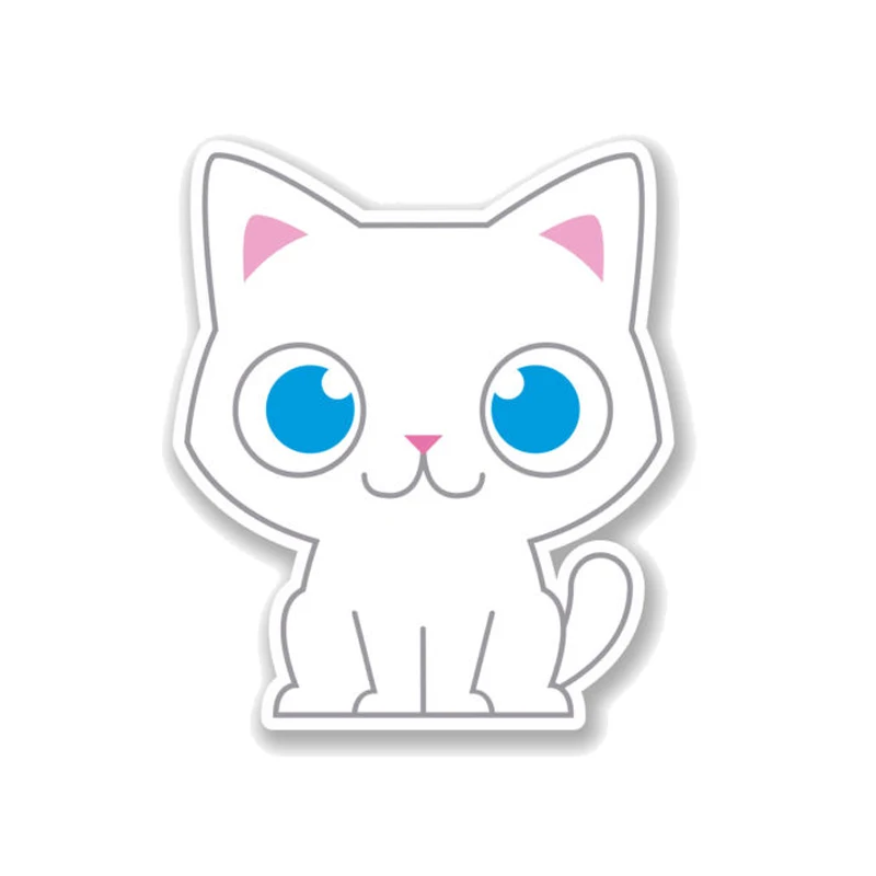 

YJZT 12*14CM White Cat Sticker PVC High Quality Animal Car Sticker C1-4145
