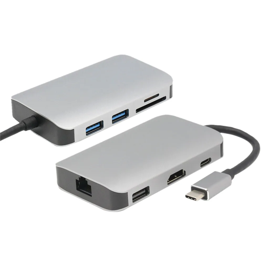 USB C к Type 8 в 1 3 0 2 HDMI 4K RJ45 адаптер SD TF кардридер концентратор женский порт 2K x UHD видео